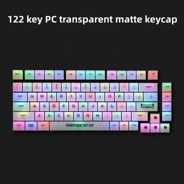 Teclados 82/122 Tecla PC Juego de teclas esmeriladas transparentes Perfil mate retroiluminado de altura de cerezo blanco para teclado mecánico para juegos MX Switch 231025