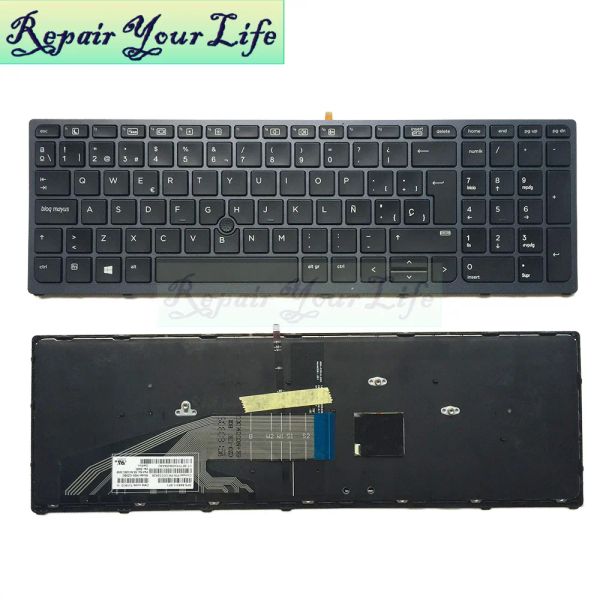 Claviers 848311b71 Clavier espagnol rétro-éclairé pour HP ZBOOK 15 G3 17 G3 Clavier de carnet espagnol avec rétro-éclairage original nouveau avec cadre