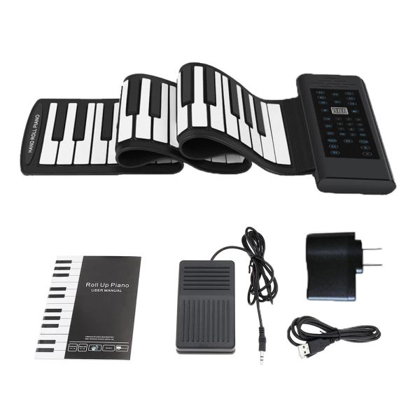 Claviers 88 Clé Electronic Piano MIDI USB Charge portable ABS Flexible ABS SILICONE SILICONE Piano numérique avec corne et pédale de maintien