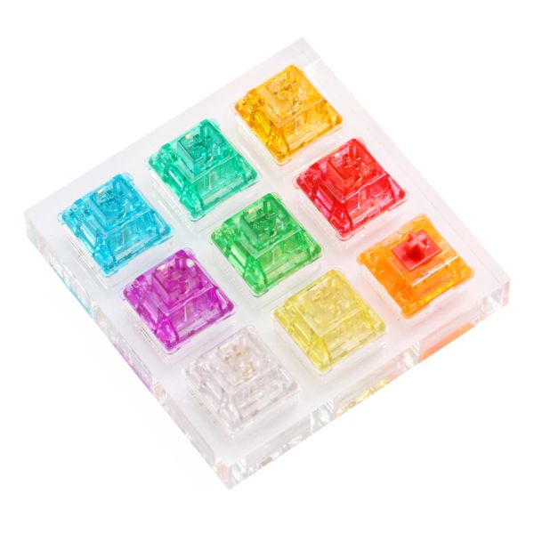 Claviers Interrupteur acrylique Tester 3x3 Commutateur de bonbons pour le clavier mécanique Rainbow aveugle lumineux goutte de pluie rouge orange jaune vert cyan