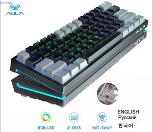 Toetsenboards AULA F3261 RGB Effect USB Mini Mechanical Game Keyboard Red Switch 61 Key Line Isolation Onafhankelijke kabel geschikt voor Mac Windowl2404