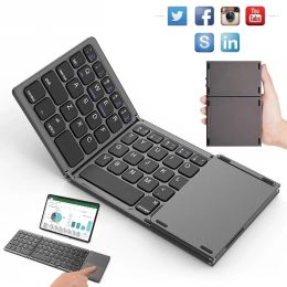 Claviers B033 Portable Mini Bluetooth Wireless Trois Clavier de conception pliant avec pavé tactile pliable pour Tablette téléphonique Windows Android iOS