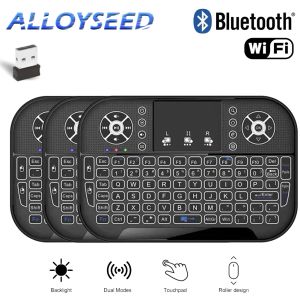 Claviers Backlight Mini 2,4g Keyboard Bluetooth Air Mouse Wireless Touchable Remote Contrôle avec récepteur USB pour Android Smart TV Box PC