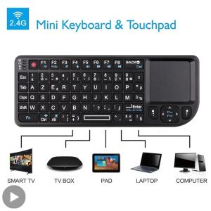 Teclados retroiluminado mini teclado inalámbrico Azerty español en idioma ruso con touchpad n air mouse para pc smart tv box rgb kit