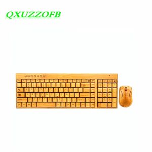 Toetsenboards Bamboo Keyboard Mouse Wireless Combo Set voor laptop PC Office USB Plug and Play, Natural Mice Keyboard Nieuwheid Hoogte geschenken