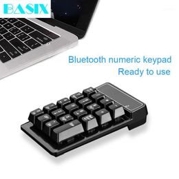 Teclados Basix, 19 teclas, teclado numérico inalámbrico Bluetooth, Mini teclado numérico, teclado numérico Digital para PC, tareas de contabilidad, teclado 1