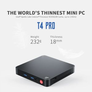Claviers Beelink T4 Pro Mini PC Intel Celeron N3350 jusqu'à 2,4 GHz Windows 10 Desktop 4 Go + 64 Go 2,4 / 5.8 GHz WiFi BT4.0 Double 4K HDMI Affichage