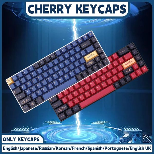 Claviers Bleu rouge samouraï japonais coréen russe espagnol français PBT Keycaps disposition ISO profil Cherry pour clavier mécanique personnalisé 231117