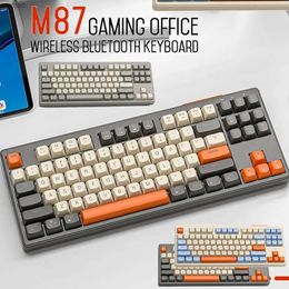 Toetsenboards Bluetooth Compatibel Gaming Toetsenbord 87 Key Backlit Gaming Keyboard Wireless 2.4G RGB Lighting Effect Type-Cl2404