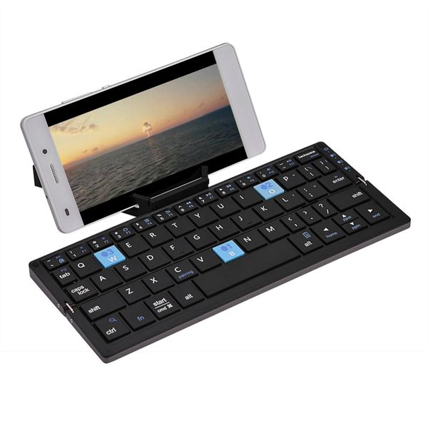 Teclados de envío gratuito Teclado plegable inalámbrico Bluetooth recargable para IOS Android Windows con soportes para tableta y teléfono