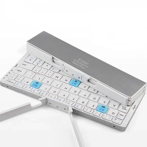 Teclados BOW Teclado Bluetooth plegable Recargable Mini teclado de aluminio inalámbrico plegable con soporte para teléfono 231117