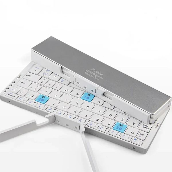 Teclados BOW Teclado Bluetooth plegable Recargable Mini teclado de aluminio inalámbrico plegable con soporte para teléfono 231117