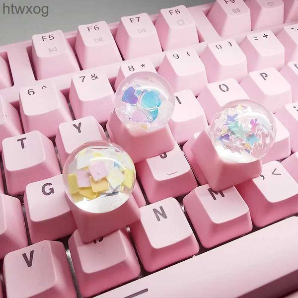 Claviers Boule de cristal clavier mécanique touches personnalité Transparent carré fait à la main personnalisé rose cerise MX mignon bricolage clavier casquettes YQ240123