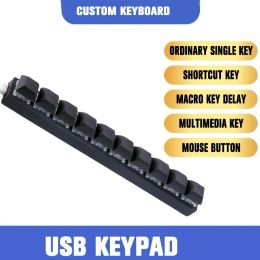 Toetsenboards Aangepaste mini USB Wired 10 Keys Keyboard DIY Snelknelkstot Keyboard Zwart USB Programmeerbaar Macro -mechanisch toetsenbord voor pc