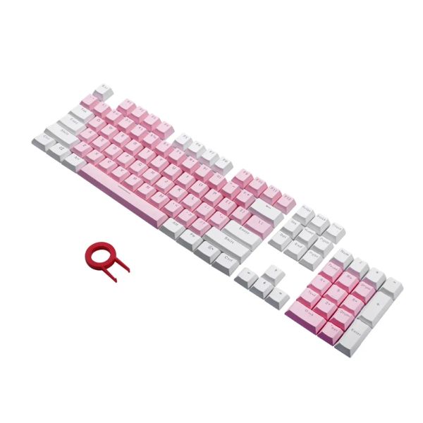 Teclados inyección de doblaje 104 teclas PBT teclas de teclas de color blanco rosa para teclado mecánico