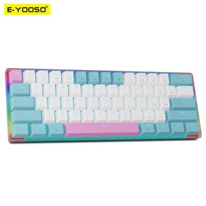 Teclados E-YOOSO Z11T USB 60% Mini Teclado mecánico para juegos Interruptor azul rojo 61 teclas Cable desmontable con cable portátil para computadora de viaje 230518