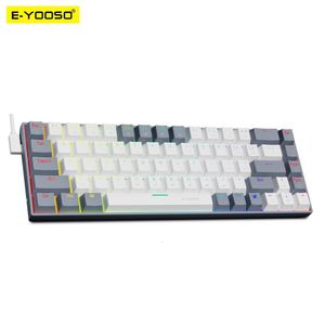 Claviers E-YOOSO Z686 RGB USB 60% Mini clavier filaire de jeu mécanique mince Commutateur rouge 68 touches russe portugais brésilien pour calcul 230518