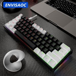 Keyboards ENVISAOC Mini Mechanical Keyboard portable USB Gaming Red Switch 61 Keys Wired Detachable Cable RGB Backlit Swappable MK61 231207