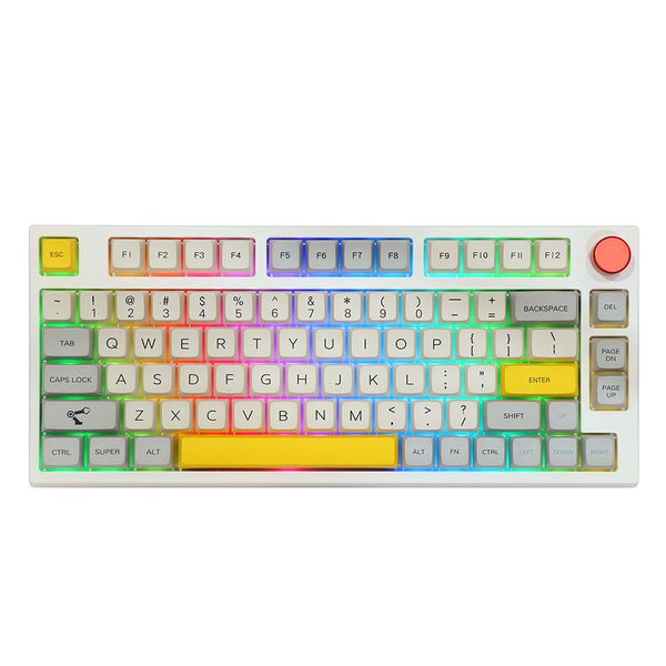 Teclados EPOMAKER TH80 PRO 75% Intercambiable RGB 2.4Ghz/Bluetooth 5.0/Teclado mecánico con cable MDA PBT Teclas Control de perilla ANSI ISO 230920