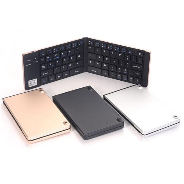 Teclados F66 Plegable Mini Bluetooth Teclado Metal Clave inalámbrica Android Teléfono Tableta Smart Office Preferido para Notebook Laptop Deskt Otpal