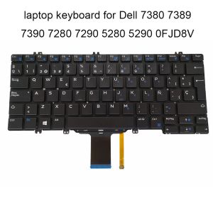 Teclados FJD8V Swedish Spanish Spanis Backlitlit Keyboard para Dell Latitude 7380 7389 7390 7280 7290 5280 5290 CN0FJD8V 030FVP 0F0DFG NUEVO