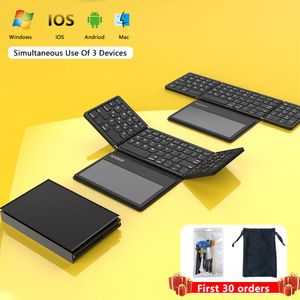 Claviers clavier sans fil Bluetooth pliable avec clavier de pliage de poche tactile ultra slim pour la tablette PC Windows / Android / iOS / OS / HMS