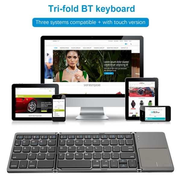 Clavier clavier pliable avec clavier portable tactile portable léger BluetoothPatible pour la tablette universelle pour le téléphone à tablette universelle