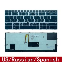 Claviers pour HP EliteBook Folio 9470 9470M 9480 9480m pour ordinateur portable Remplacement du clavier US Espagnol russe par rétro-éclairé
