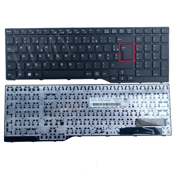 Claviers Français Azerty Oplober clavier pour Fujistu E754 Lifebook E753 E756 E554 E556 CP67082603 Série FR Layout Black / Silver Frame