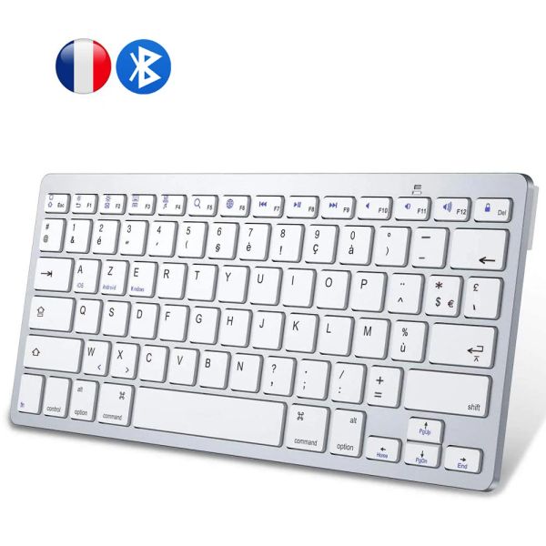 Claviers French Azerty Layout Bluetooth Keyboard Light Portable Slim Wireless Keyboard Clavier pour iPad iOS Android Windows Smart TV
