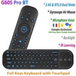 Claviers G60S Pro BT 5 0 2 4G Gyroscope Air Mouse Télécommande Bluetooth Mini clavier sans fil pour Android Smart TV Box Ordinateur PC 230301