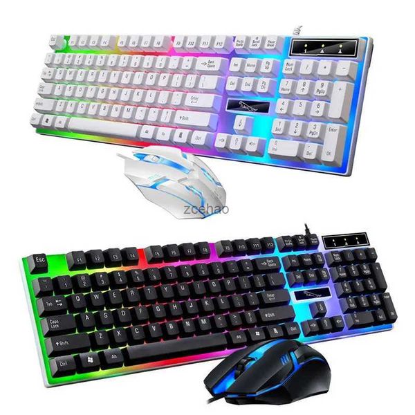 Claviers Gamer clavier et souris ensemble combiné RGB LED 104 touches filaire jeu clavier souris ensemble pour ordinateur portable ordinateur de bureau tablette L240105