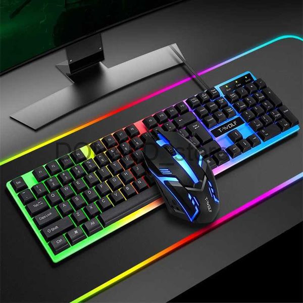 Teclados Gamer Teclado y ratón Teclado para juegos de PC Teclado retroiluminado RGB Teclas de goma Teclado español con cable Ratón Gamer Gaming Mouse J240117