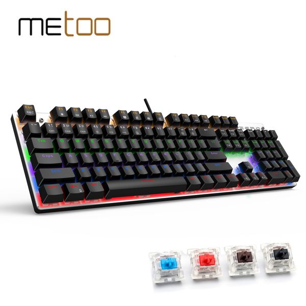 Teclados Teclado mecánico para juegos 87104 Anti-ghosting Luminoso Azul Rojo Negro Interruptor Retroiluminado LED Teclado con cable Etiqueta rusa 230703