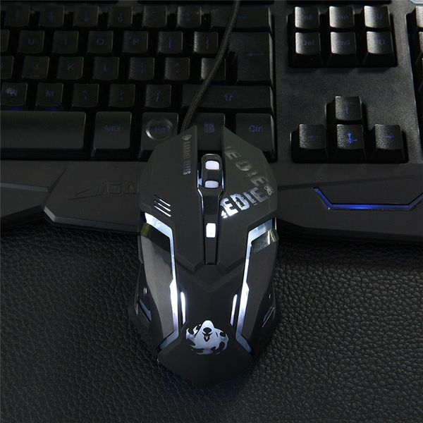 Teclados Gaming Mouse Recarregável Wired Mouse Mute Ergonômico Mouse para Computador Laptop LED Backlit Ratos para Gaming PC Ipad Cinza e Azul