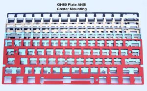 Claviers GH60 Plaque en aluminium Anodisé pour les stabilisateurs de costar Support de montage ANSI Disposition pour 60% de clavier mécanique bricolage