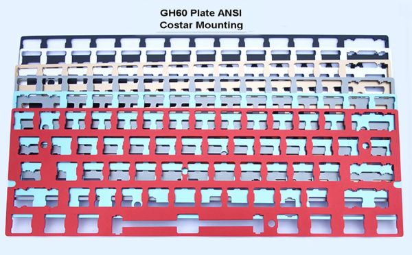 Teclados GH60 Placa Aluminio anodizado para estabilizadores de costo soporte ANSI Diseño para 60% DIY MECÁNICA DIY