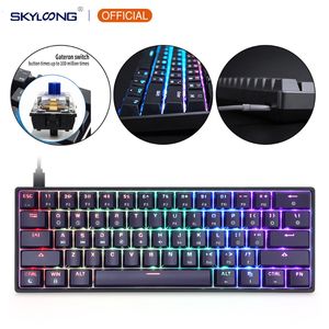 Teclados GK61 SK61 Teclado mecánico de 61 teclas USB con cable LED retroiluminado Axis Gaming Gateron Interruptores ópticos para escritorio 230821