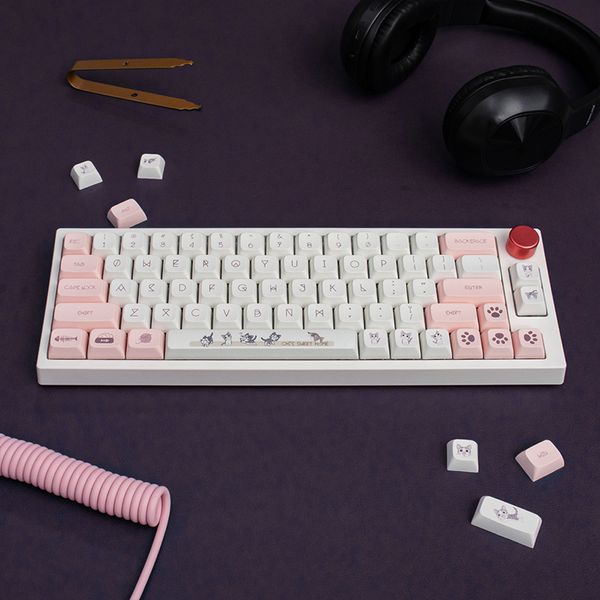 Claviers GMK Pro Cheese Cat 137 touches Dye-Sub PBT KEYCAP XDA Profil English personnalité personnalisée Keycaps pour le clavier mécanique 61/64/68