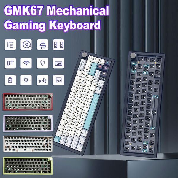 Claviers GMK67 Kit de joint de clavier de jeu mécanique rvb rétro-éclairé clavier d'échange filaire 2.4G 3 modes clavier ergonomique personnalisé 230922