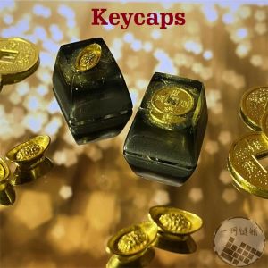 Tecillos Gold Coin Copper Resin Keycaps para teclado mecánico Captura de teclado de teclado personalizado para el interruptor de cereza MX GK61 SK64 RK87 IGOTS