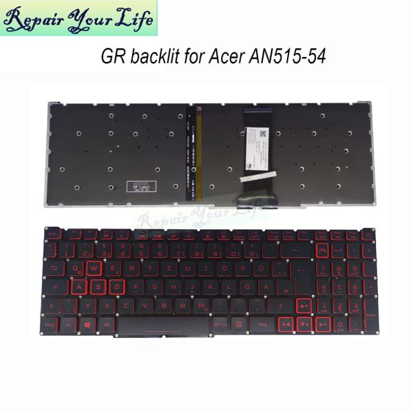 Teclados GR Alemania It Italian Red retroiluminado Teclado para Acer Nitro 5 AN51554 AN51752 AN51543 AN51544 AN715 AN51751 LG5PN90BRL NUEVO