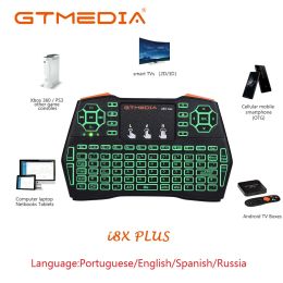 Claviers Hot GTMedia i8x Plus Wireless 2.4g Keyboard English Espagnol Portugais Air Mouse pour Android TV Box GTC X96 PS3 PC Mac
