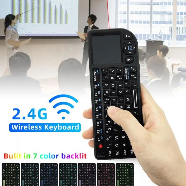 Claviers Hot Mini 2,4 GHz Clavier sans fil espagnol Espagnol French Russie English Keyboard Backlight Touch Papad Mouse pour PC Notebook Smart TV Box