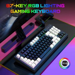 Claviers HXSJ A877 Wired K87 RVB Streamer mini clavier de jeu réglable Backlit Backlit 25Key CfortFree Membrane Keyboard pour le jeu / bureau