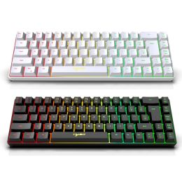 Claviers HXSJ V200 Wired Membrane Clavier RVB RV LED Backlight Gaming Clavier 68 Keys Gamer du clavier informatique pour PC Game / Office PC