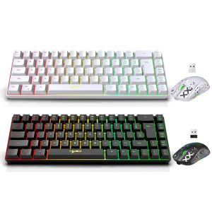 Teclados HXSJ V200 Membrana con cable RGB LED Backlight Gaming Keyboard 68 kileyas jugador de teclado de computadora para el juego de laptop de PC/oficina