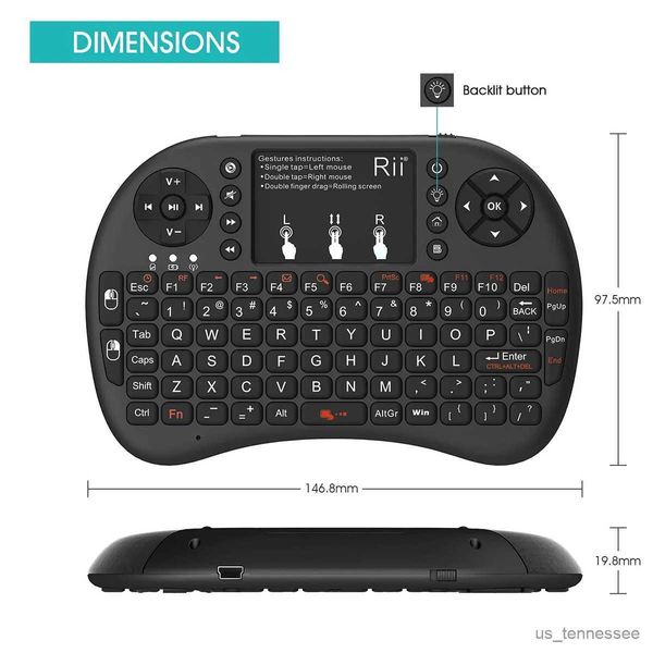 Teclados i8 + Mini teclado inalámbrico 2,4 GHz teclado inalámbrico con panel táctil para Android TV Box PC portátil Smart TV R231109