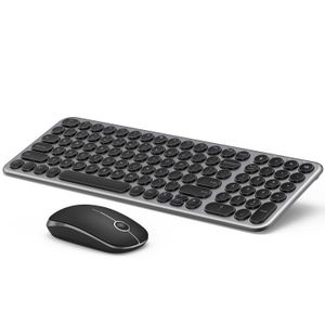 Teclados Jelly Comb Combo de teclado y mouse inalámbricos 2.4G Teclado y mouse silenciosos, ergonómicos y delgados con teclas redondas para computadora portátil con Windows PCL240105