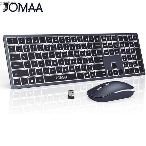 Claviers Jomaa Françonneuse clavier sans fil et combinaison de souris pour ordinateur portable USB Cliquez en silence Click et kit de souris Spainl2404 rechargeable Spainl2404